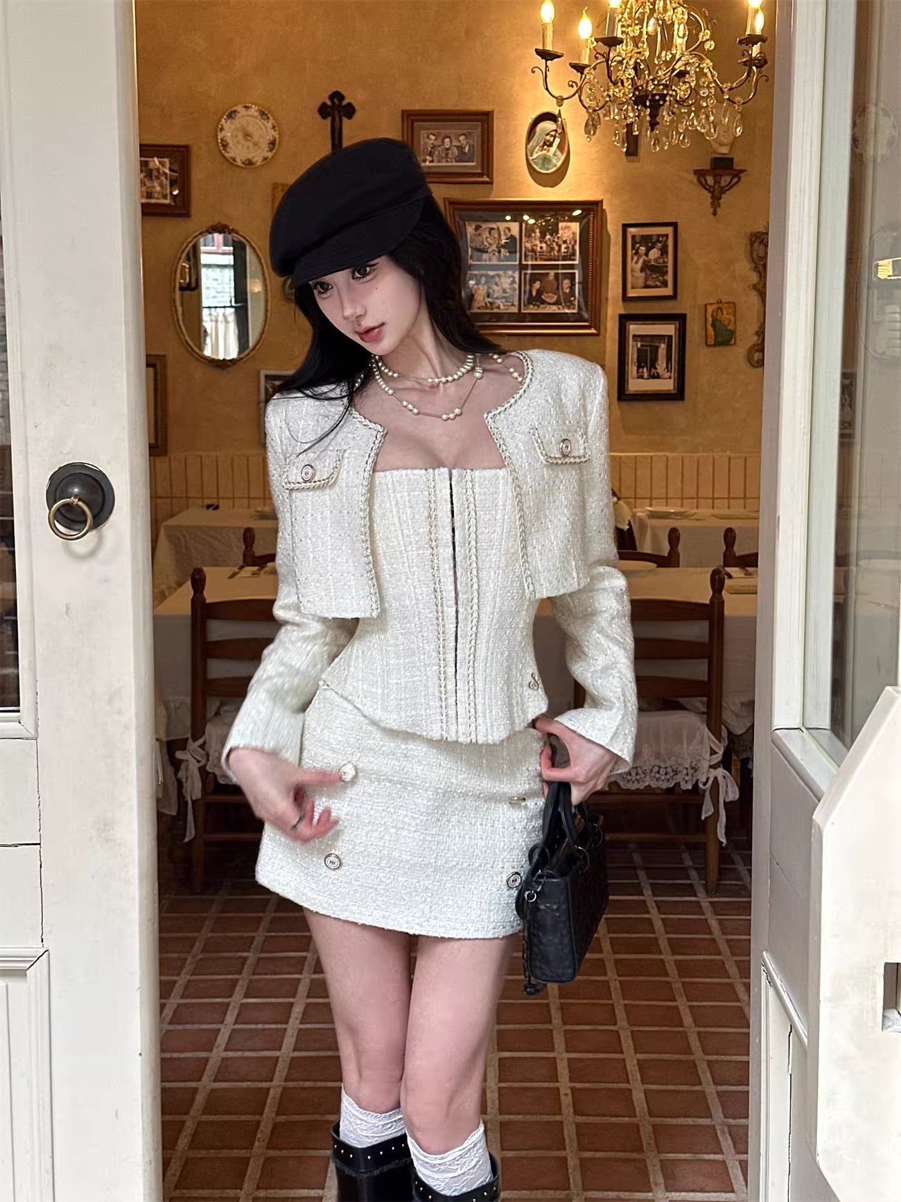 Tweed jacket buistier skirt 3piece ツイード ジャケット ビスチェ スカート 3ピース