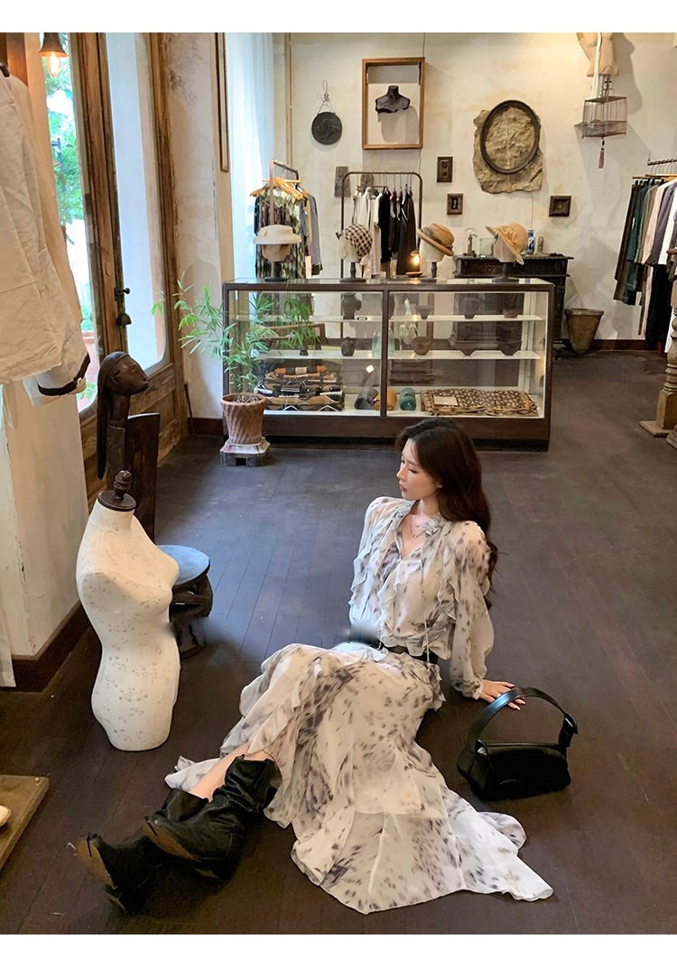 Lace blouse and skirt Set up レースシャツ＆スカートセットアップ