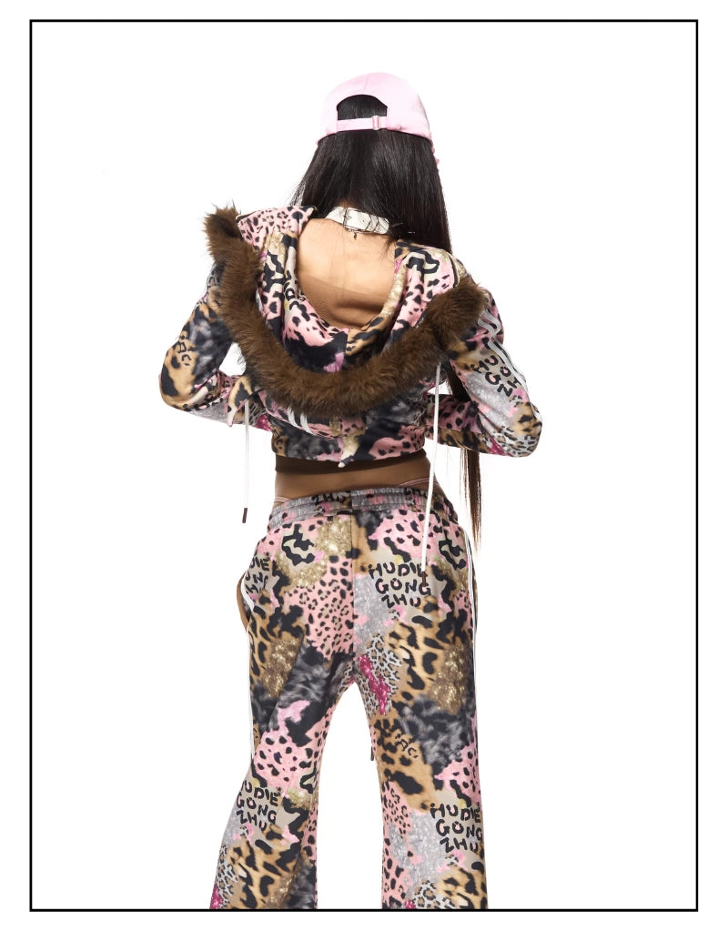Leopard Print Devil horn Parka Sweat pants レオパードプリント デビルホーンパーカー スウェットパンツ