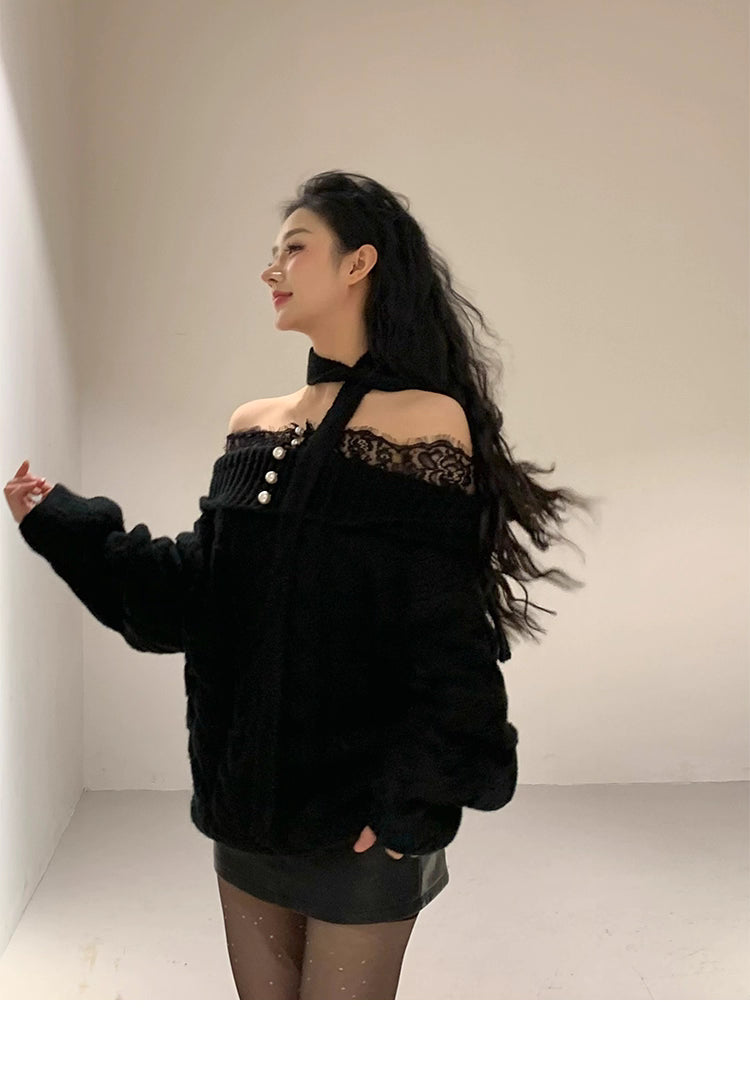 off shoulder knit オフショルダーニット