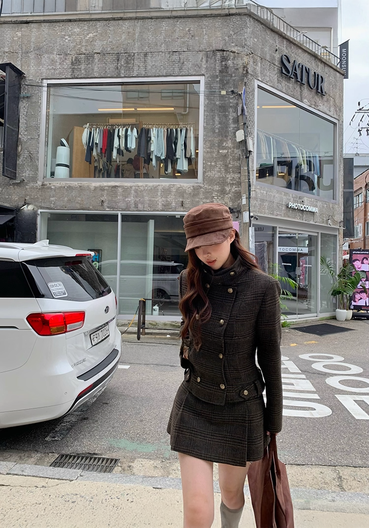 Check Wool Jacket Skirt Set チェックウールジャケット スカート セット