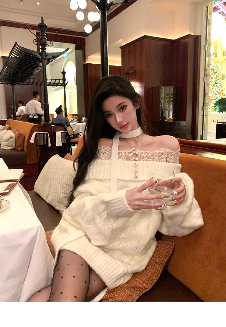 off shoulder knit オフショルダーニット