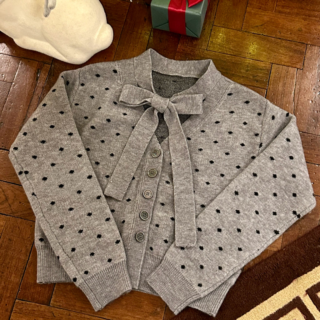 Polka-dot knit cardigan ドット柄ニットカーディガン