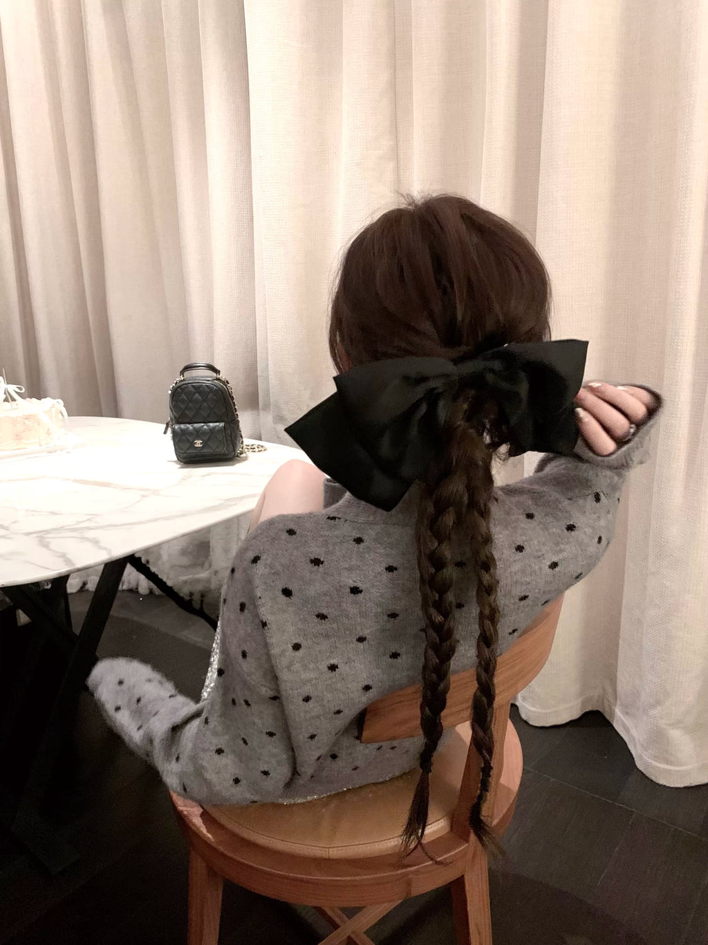 Polka-dot knit cardigan ドット柄ニットカーディガン