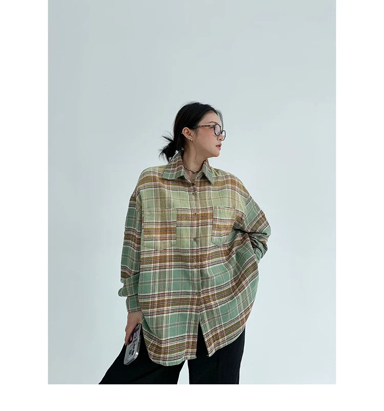 gradation long Check shirts グラデーションロングチェックシャツ