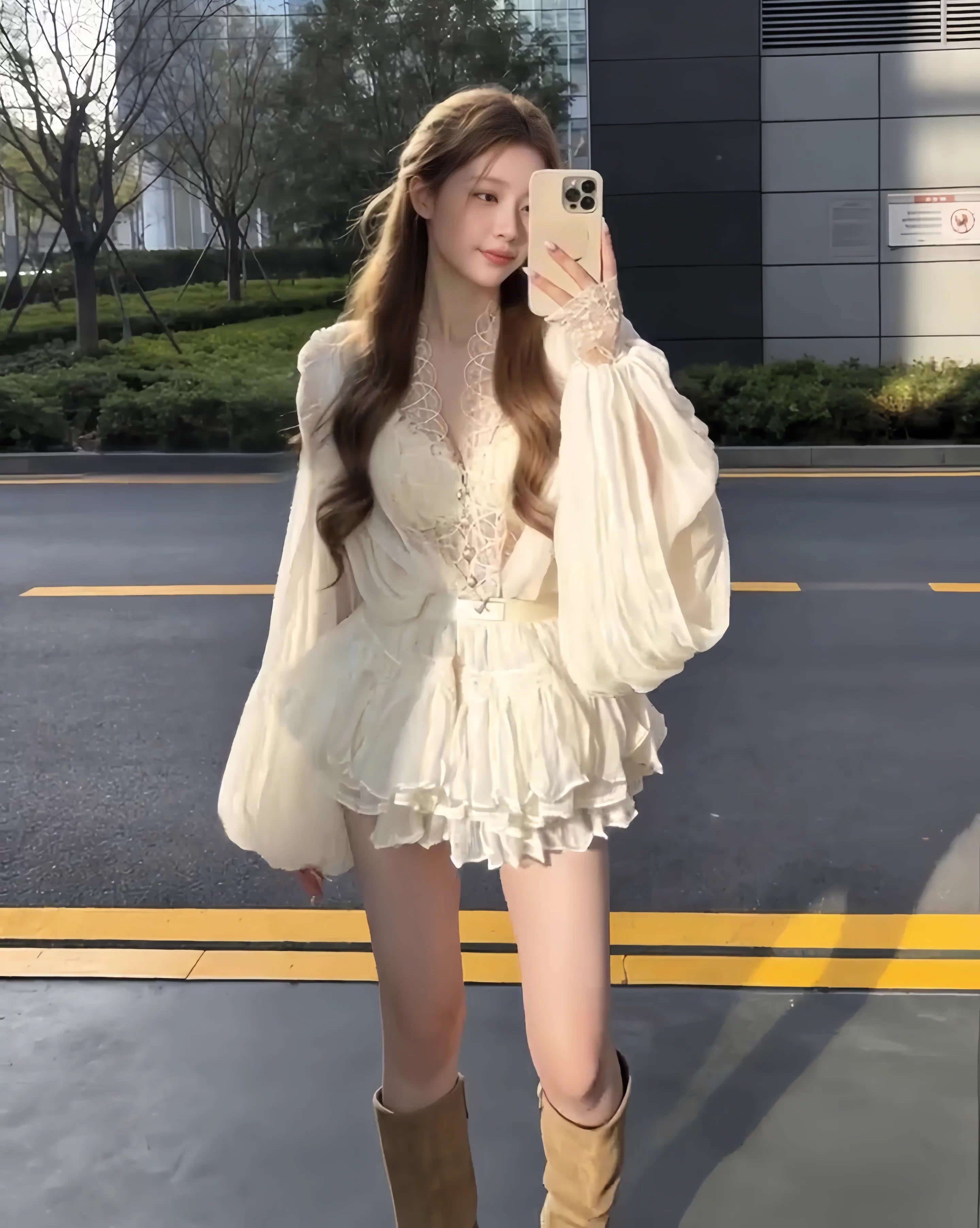 Lantern sleeve Blouse & Skirt ランタン スリーブ ブラウス＆スカート