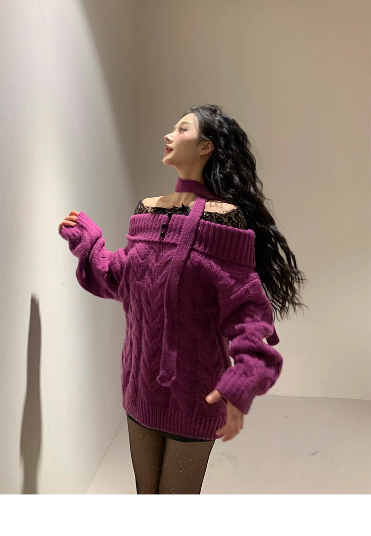 off shoulder knit オフショルダーニット