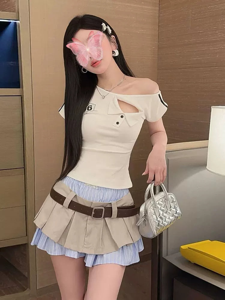 Two-piece Pleated mini skirt ツーピースプリーツミニスカート