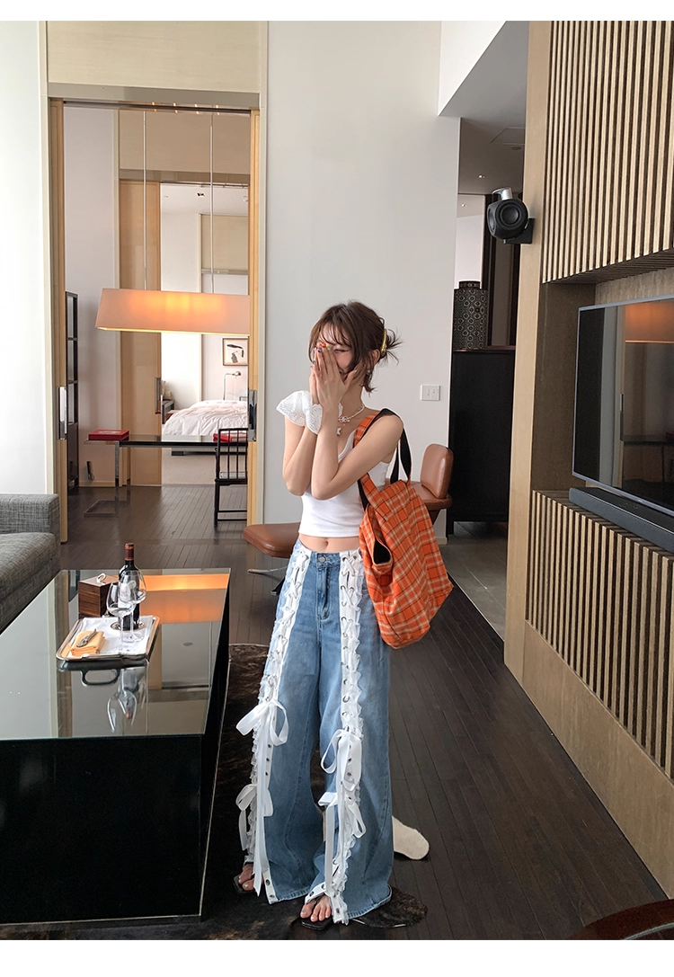 Laceup Wide Denim レースアップ ワイド デニム