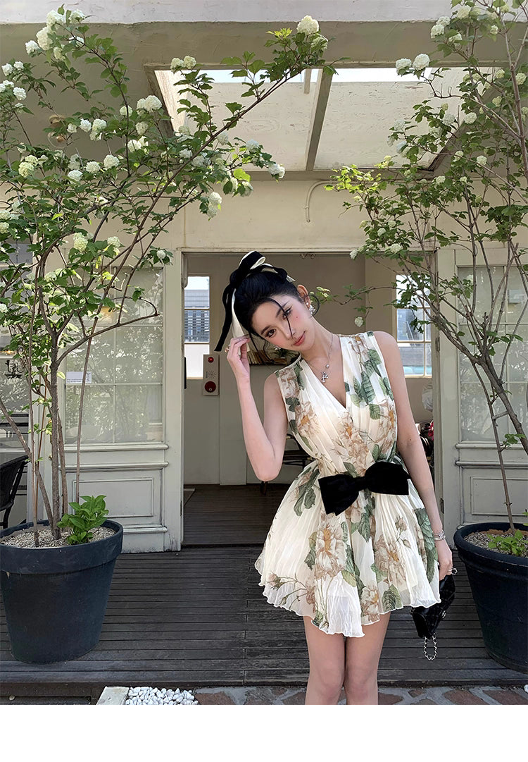 Flower mini Dress フラワーミニドレス