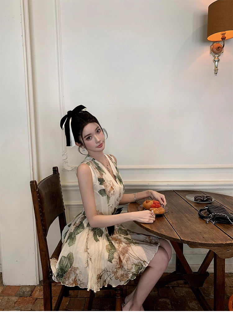 Flower mini Dress フラワーミニドレス