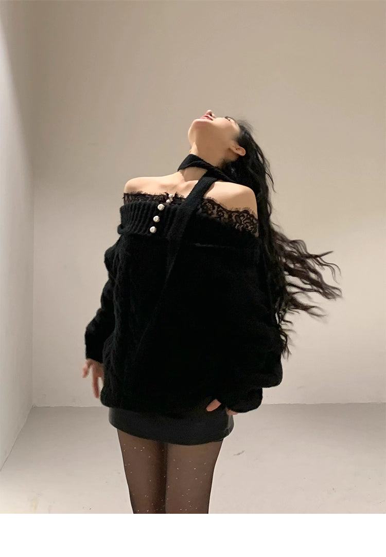 off shoulder knit オフショルダーニット