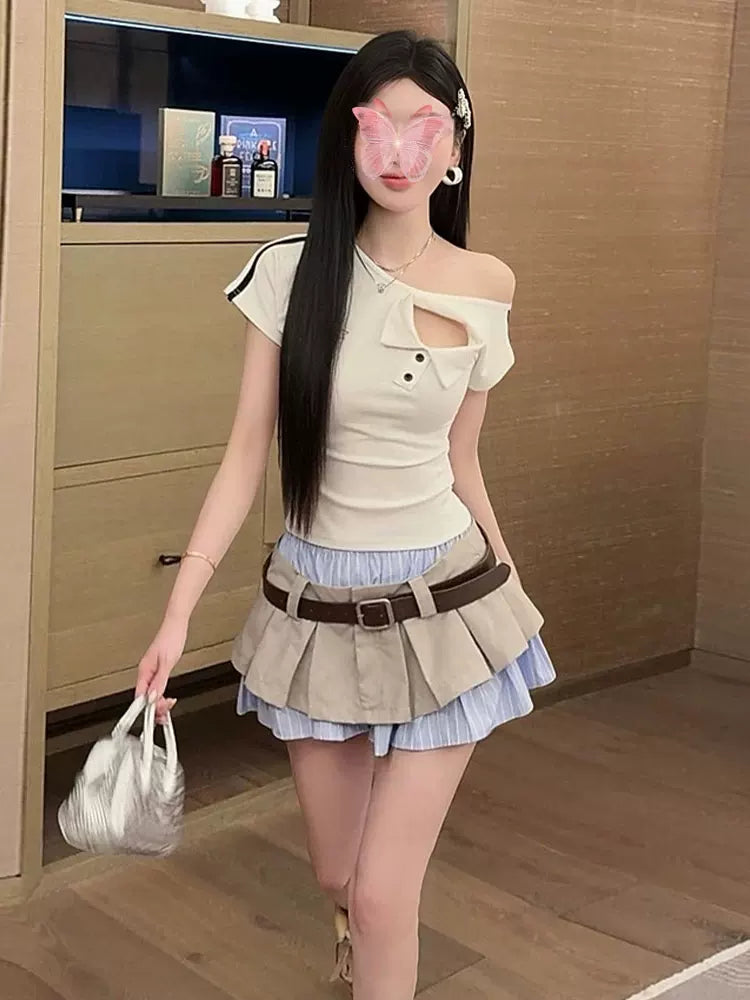 Two-piece Pleated mini skirt ツーピースプリーツミニスカート