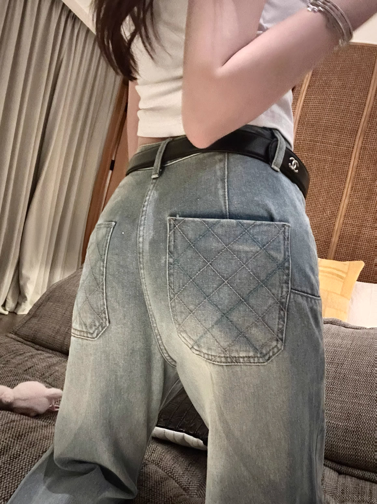 Stone & Pocket Check Denim ストーン＆ポケット格子デニム