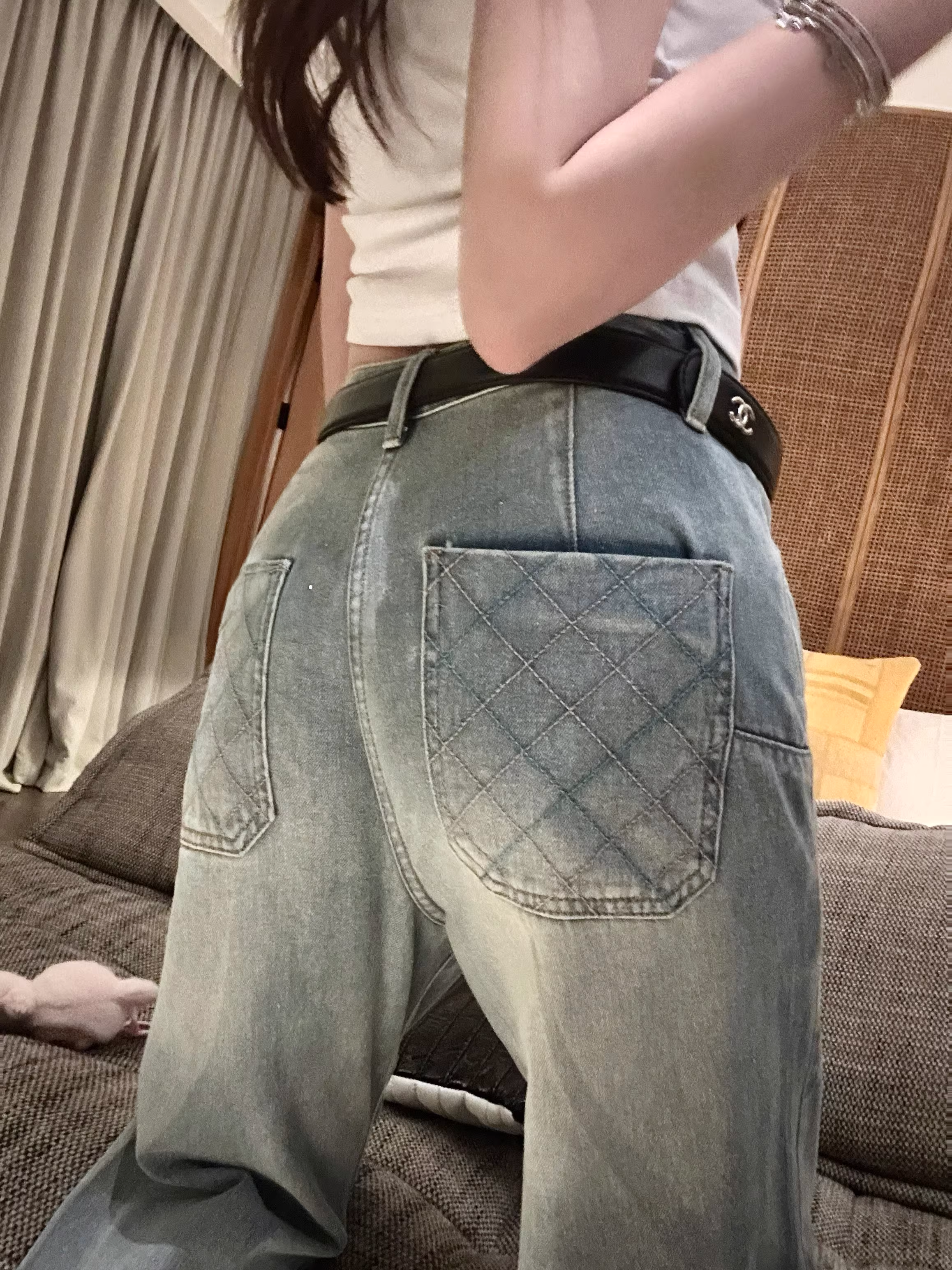 Stone & Pocket Check Denim ストーン＆ポケット格子デニム