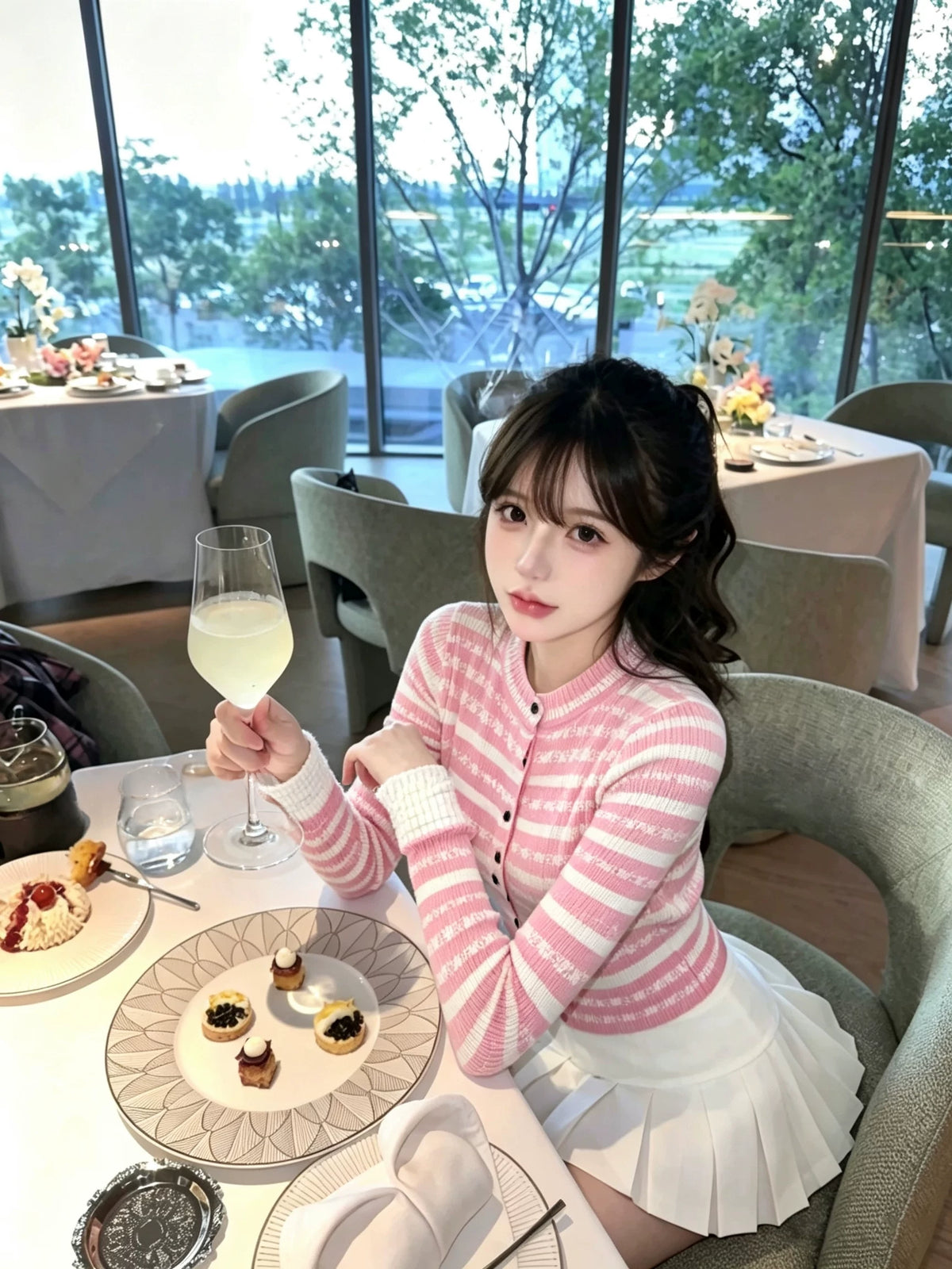 Lace-Stripe Cardigan レースストライプカーディガン