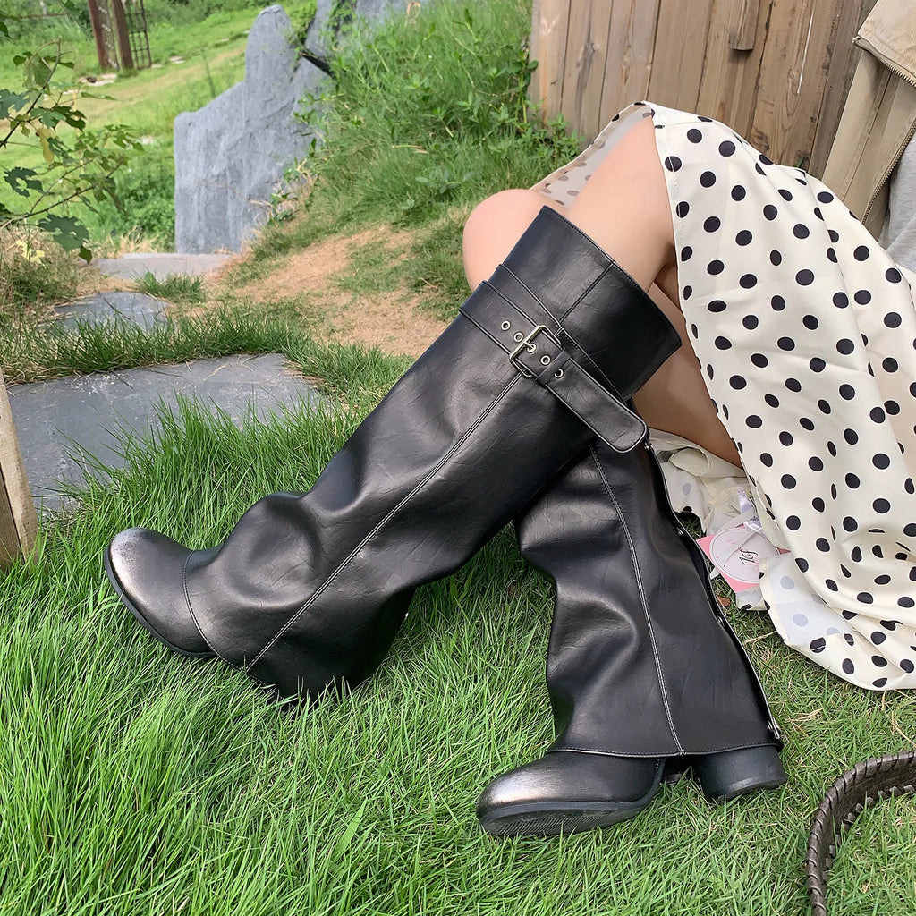 Belted buckle knee-high boots ベルトバックルニーハイブーツ