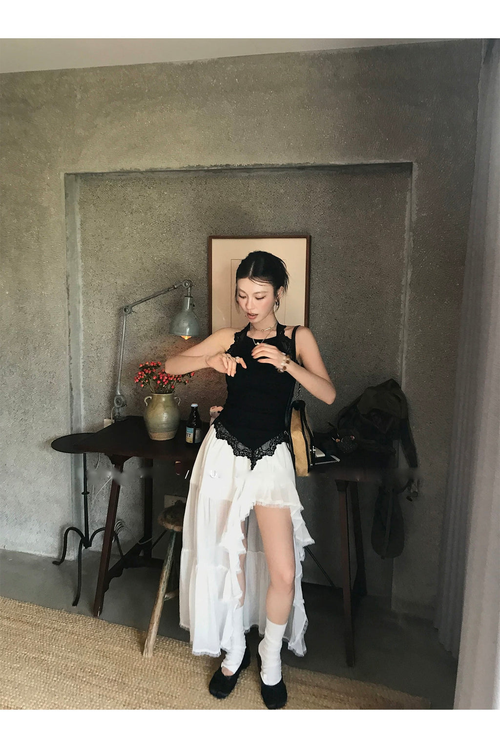 Lace Trim Holter Neck レーストリム ホルターネック