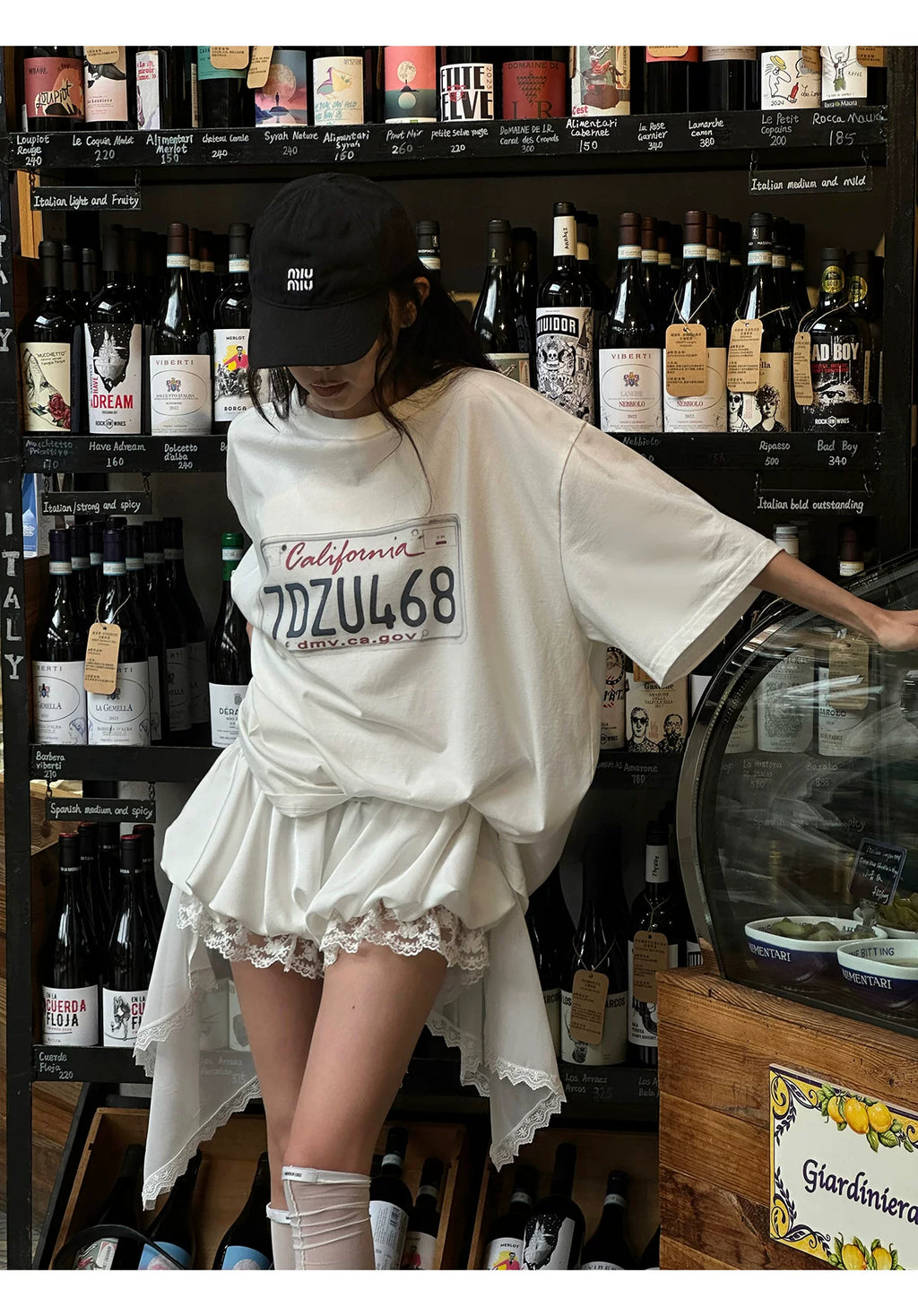 Over size shirts&Layered lace shorts set オーバーサイズシャツ&レイヤードレースショーツセット
