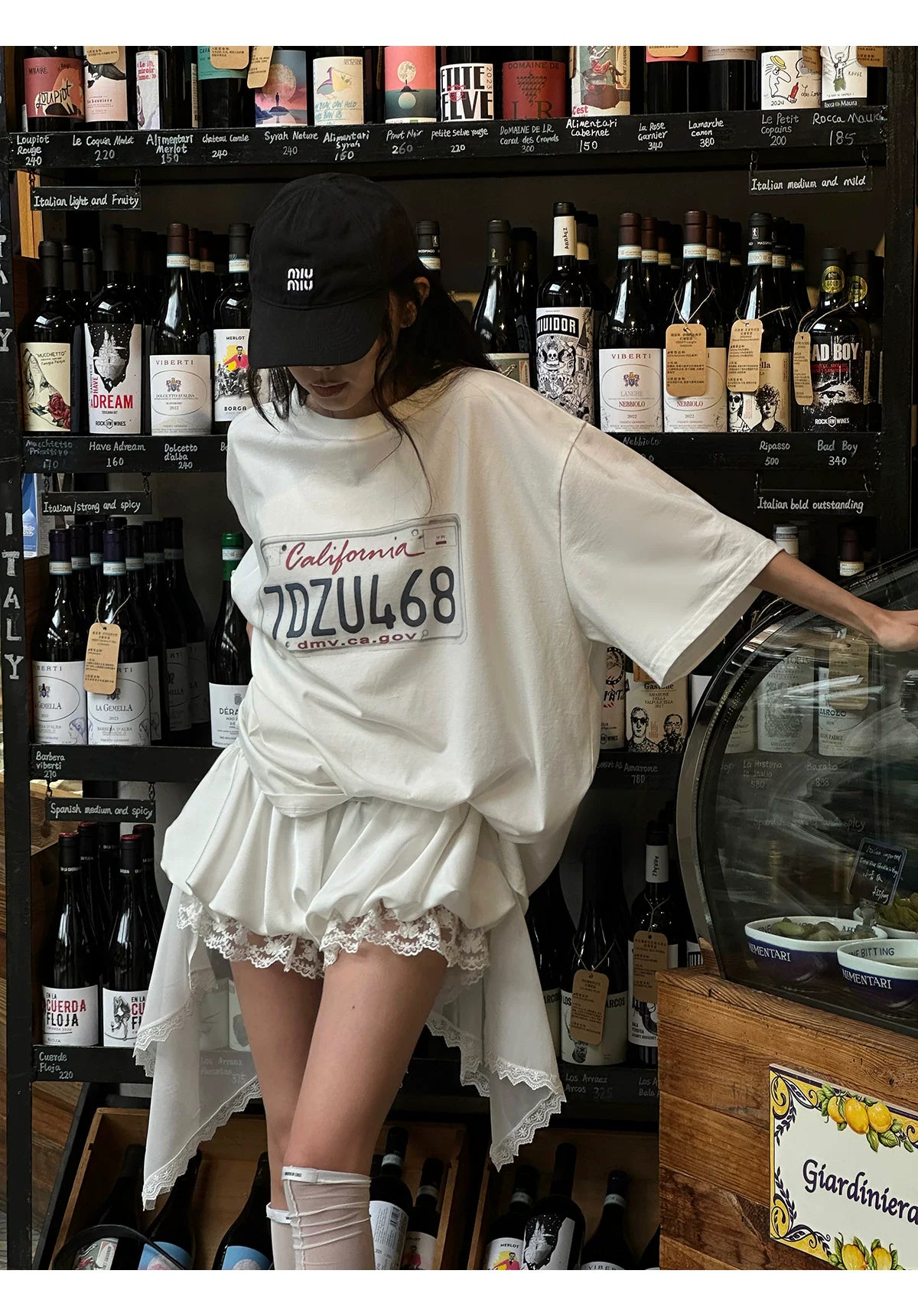 Over size shirts&Layered lace shorts set オーバーサイズシャツ&レイヤードレースショーツセット