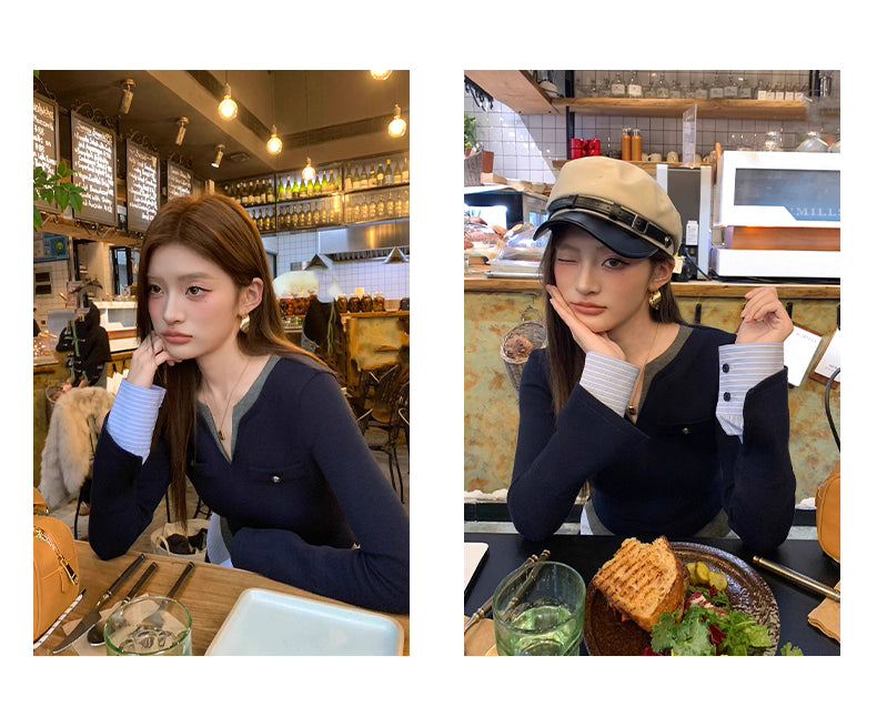 Rayered V-Neck Knit  レイヤードVネックニット