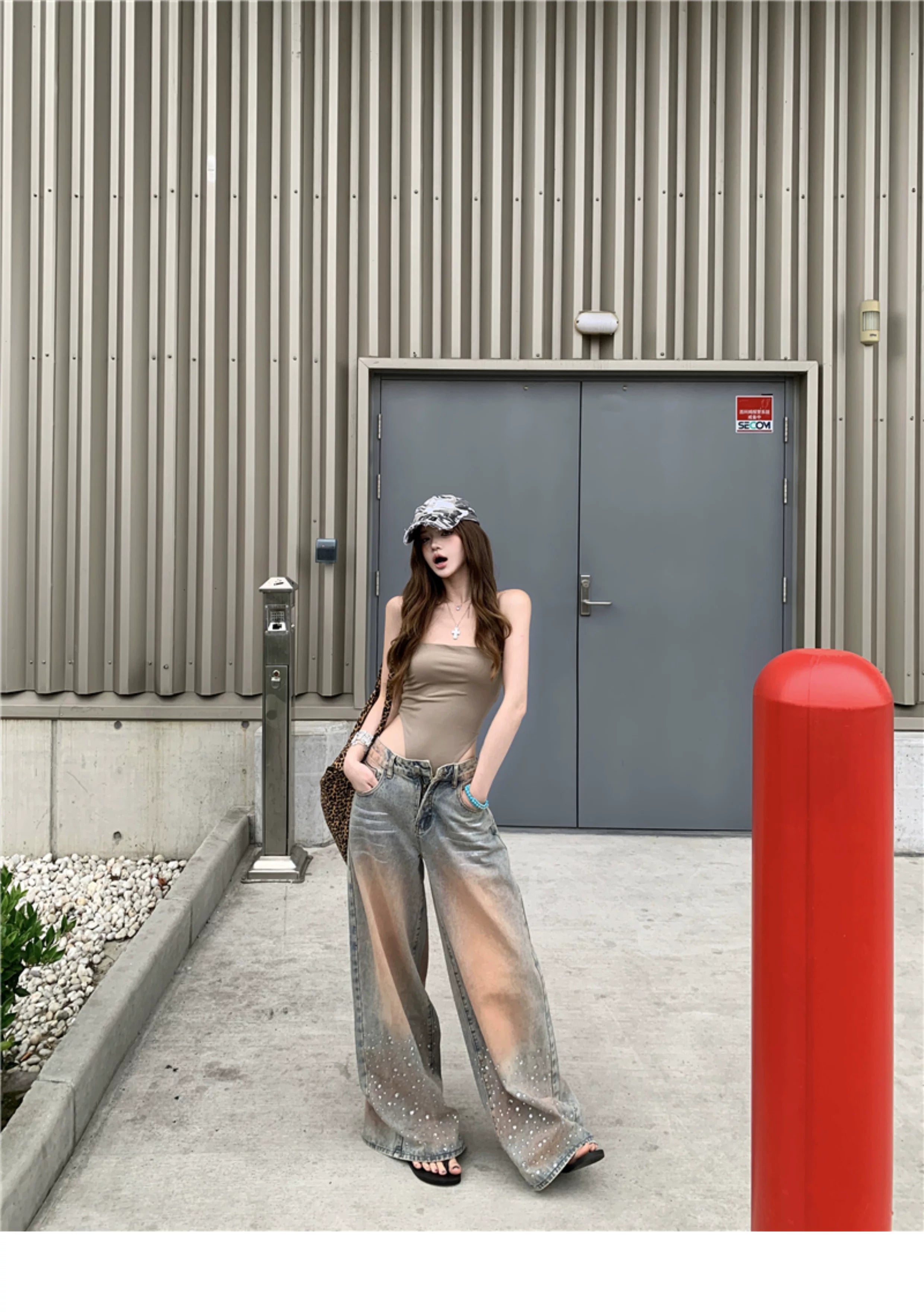 Color Stone Wide Denim,Body suits カラーワイド デニム ボディスーツ