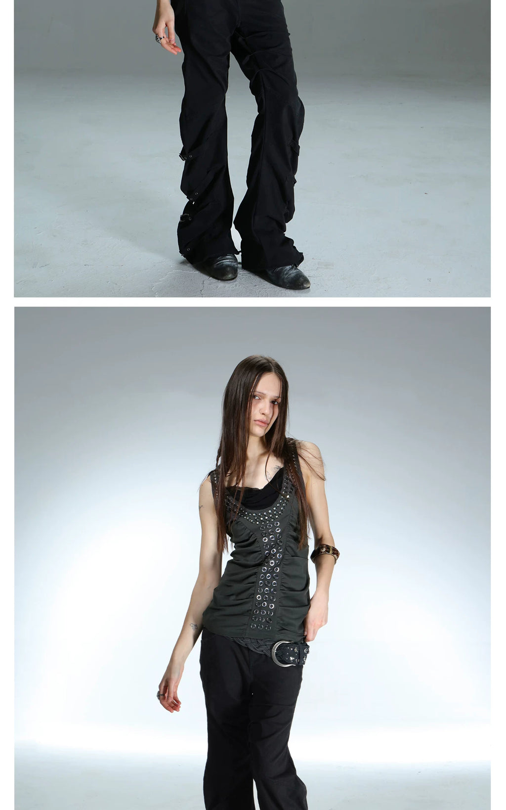 Metal rivet Sleeveless Hoodie メタリリベット スリーブレス フーディ