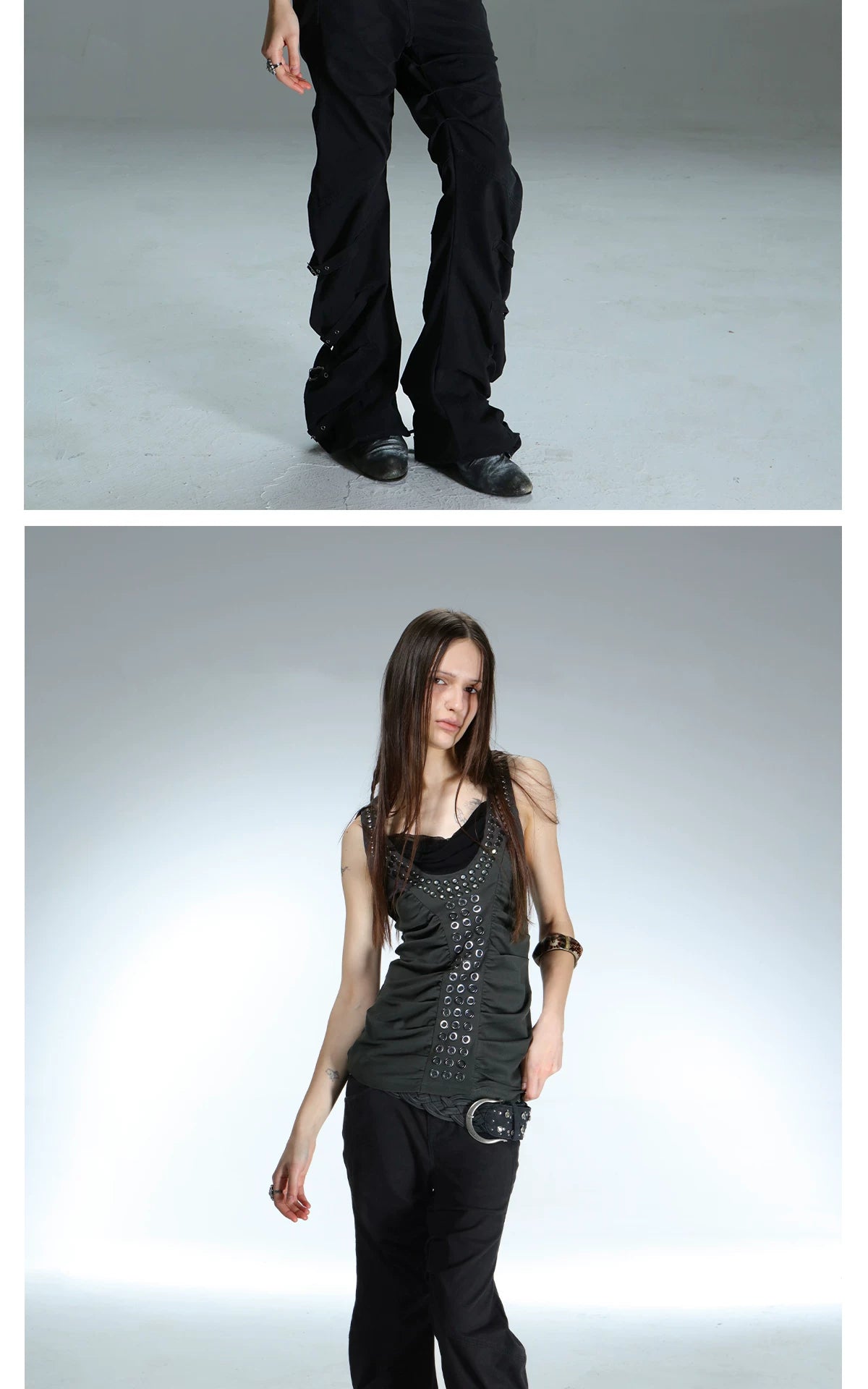 Metal rivet Sleeveless Hoodie メタリリベット スリーブレス フーディ