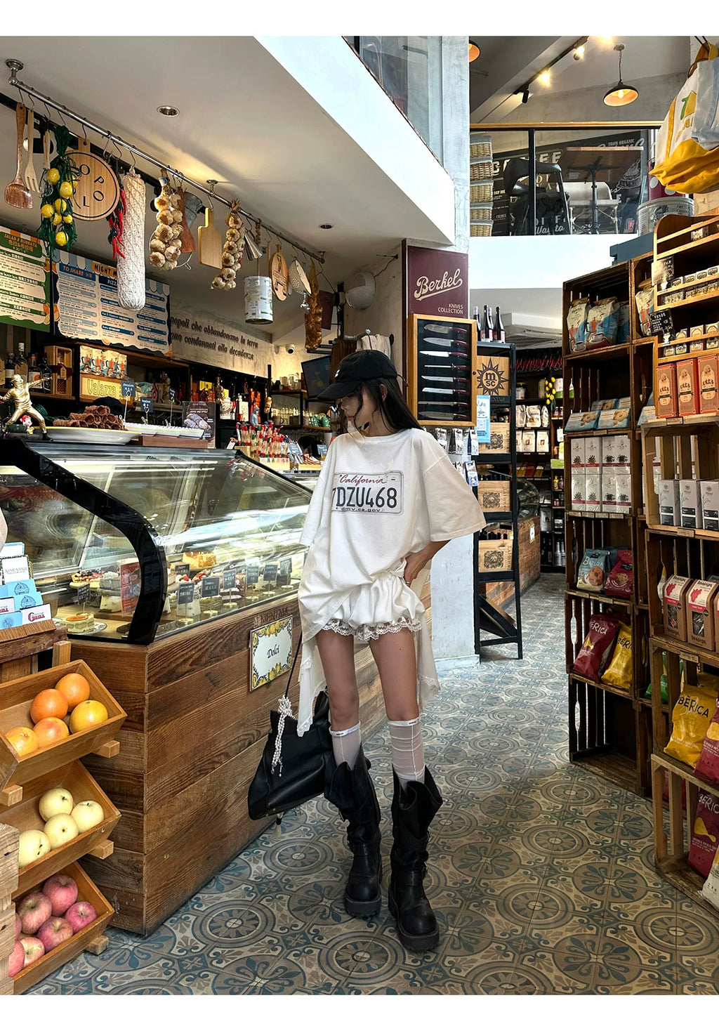 Over size shirts&Layered lace shorts set オーバーサイズシャツ&レイヤードレースショーツセット