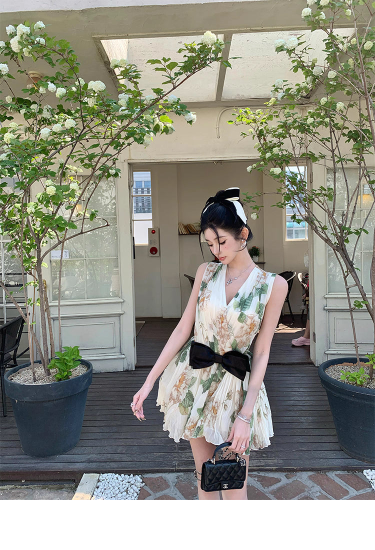 Flower mini Dress フラワーミニドレス