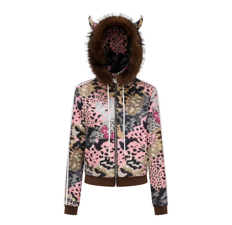 Leopard Print Devil horn Parka Sweat pants レオパードプリント デビルホーンパーカー スウェットパンツ