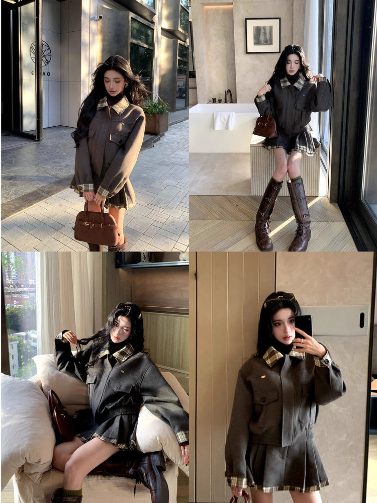 Box Blouson Pleats skirt ボックスブルゾン プリーツスカート