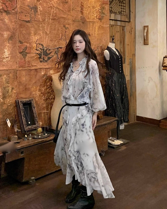 Lace blouse and skirt Set up レースシャツ＆スカートセットアップ