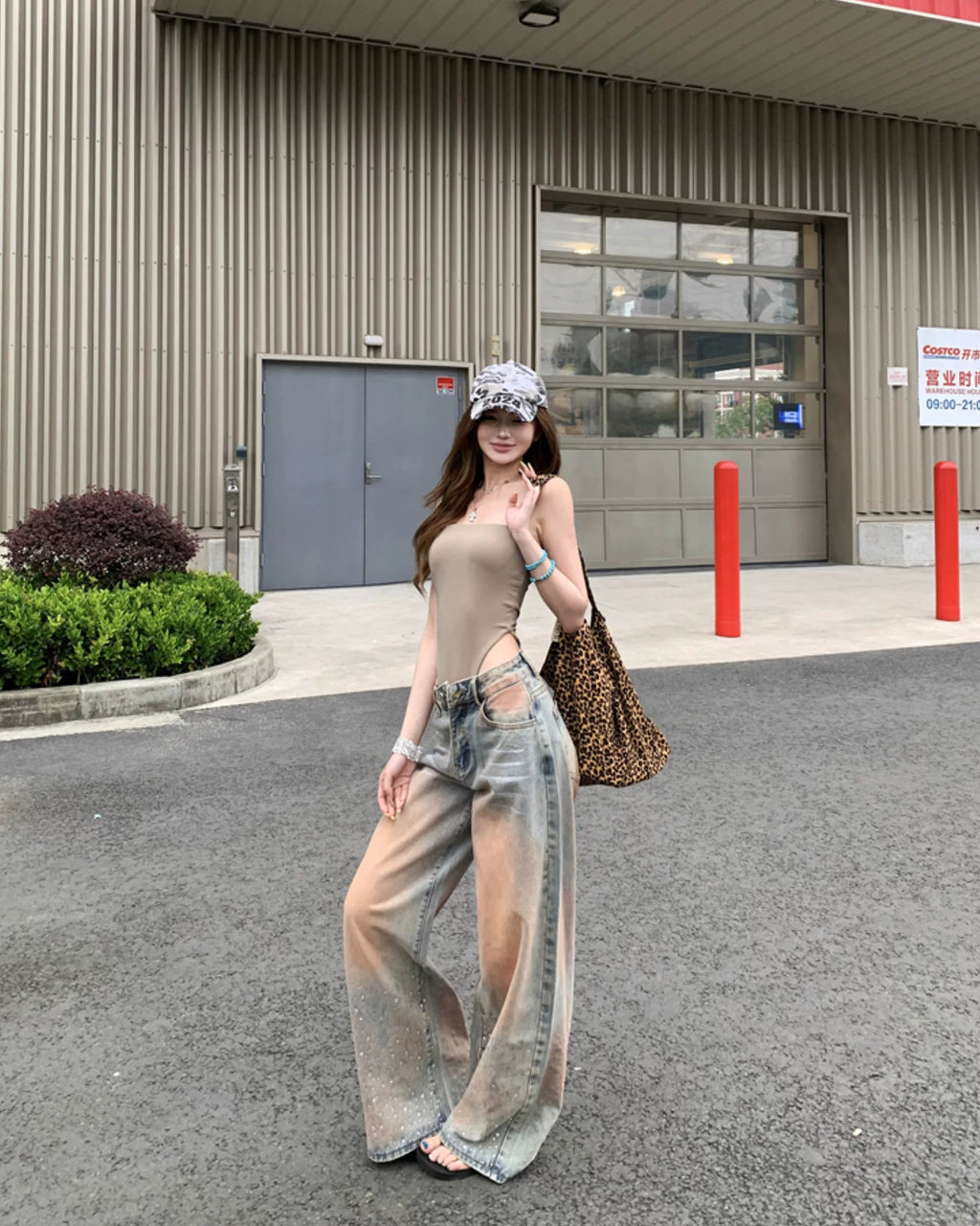 Color Stone Wide Denim,Body suits カラーワイド デニム ボディスーツ