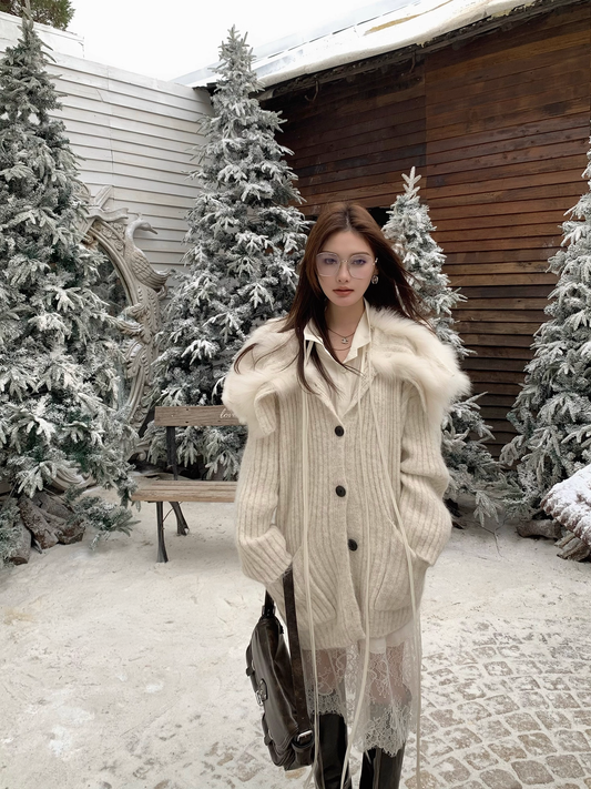 Fur knit cardigan ファー付きニットカーディガン