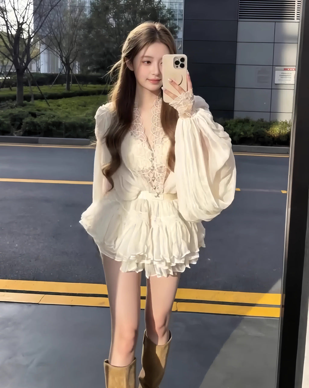 Lantern sleeve Blouse & Skirt ランタン スリーブ ブラウス＆スカート