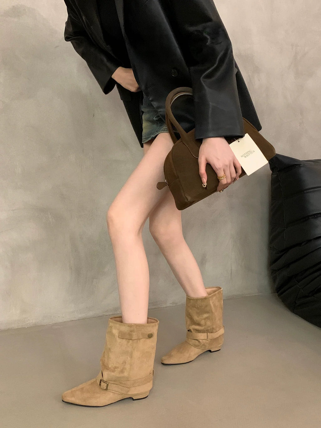 Belt-Buckle Pointed-Toe Ankle Boots ベルトバックルポインテッドトゥショートブーツ
