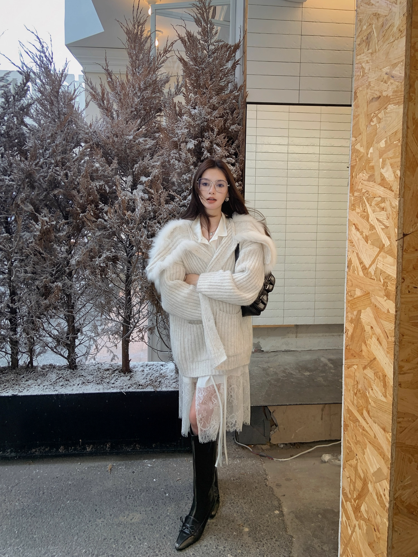 Fur knit cardigan ファー付きニットカーディガン