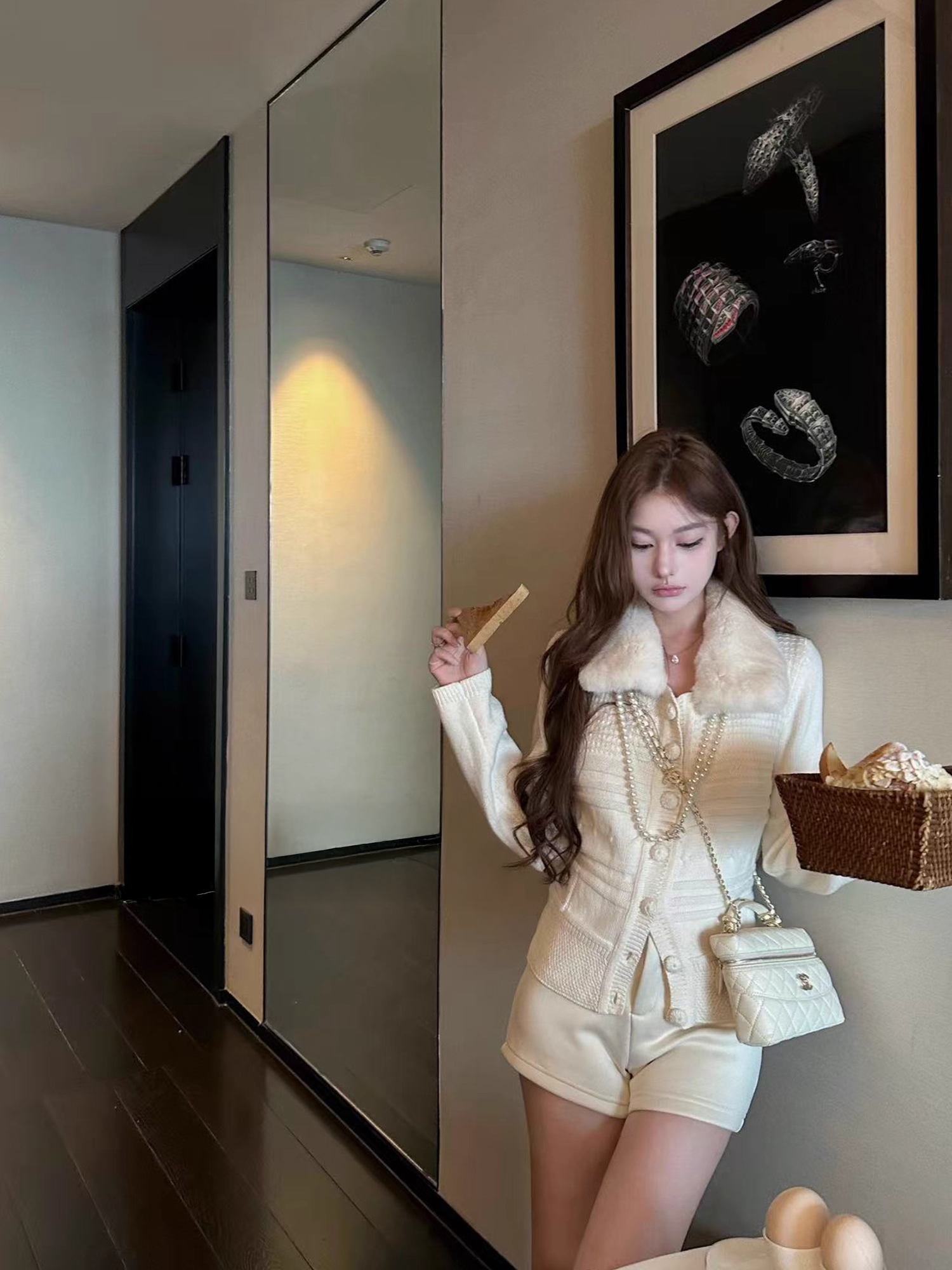 Fur collar cardigan ファーカラー カーディガン