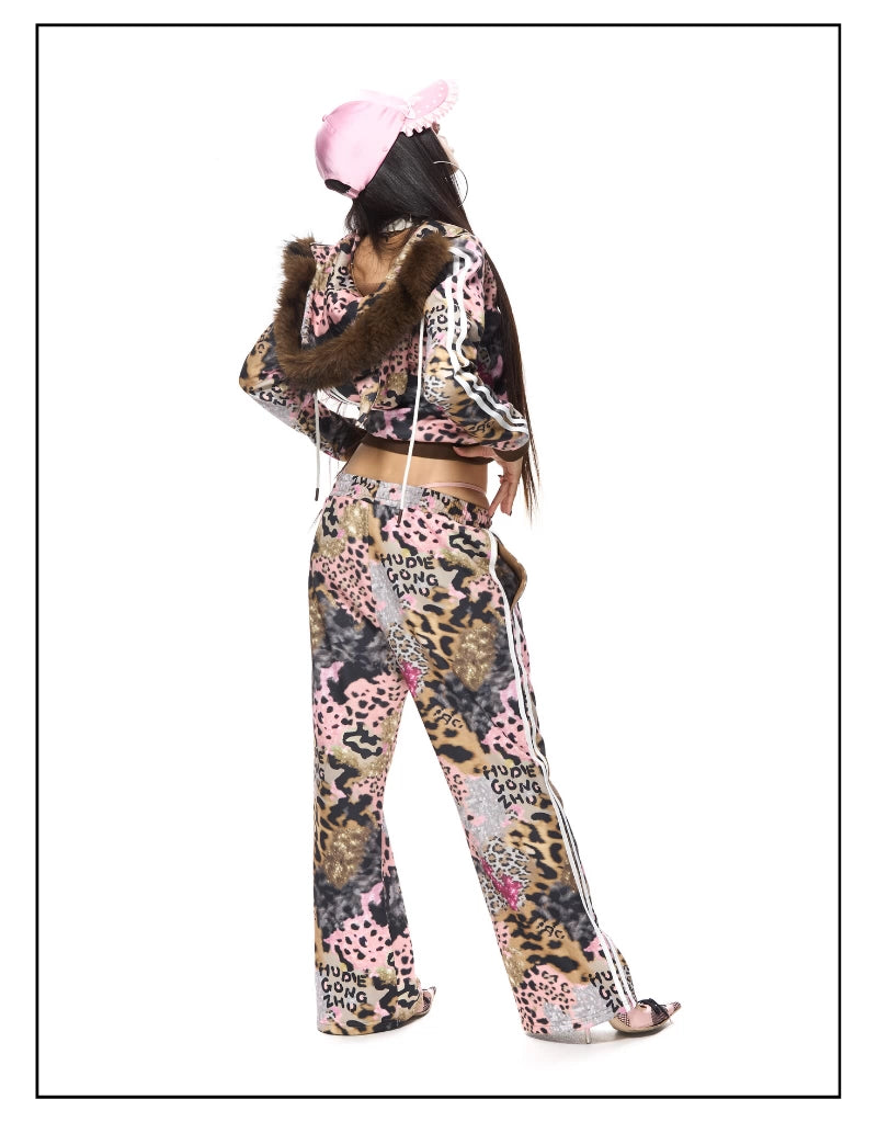 Leopard Print Devil horn Parka Sweat pants レオパードプリント デビルホーンパーカー スウェットパンツ