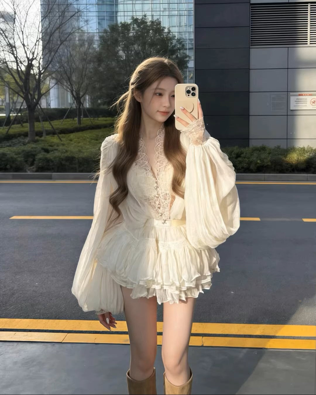 Lantern sleeve Blouse & Skirt ランタン スリーブ ブラウス＆スカート
