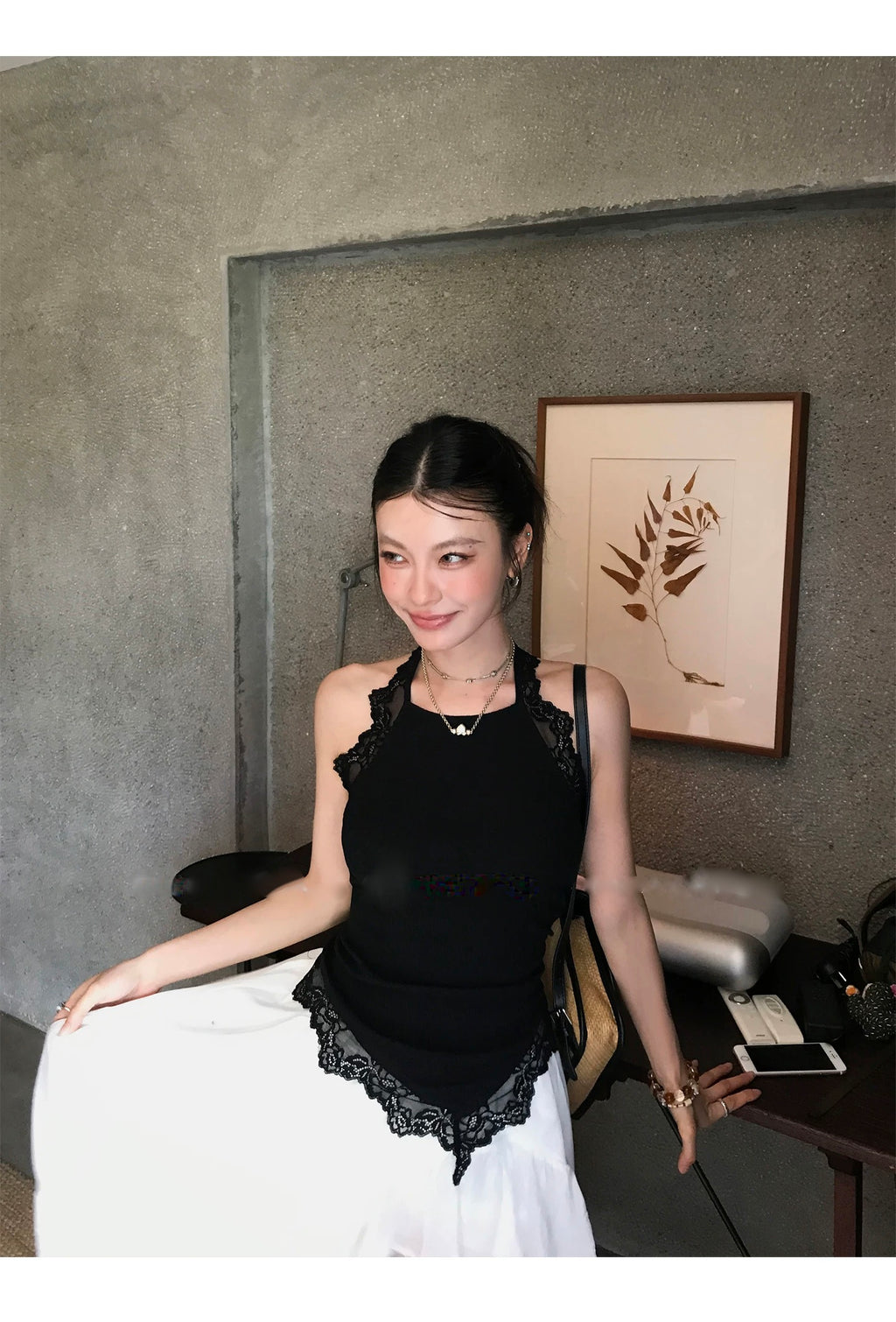 Lace Trim Holter Neck レーストリム ホルターネック