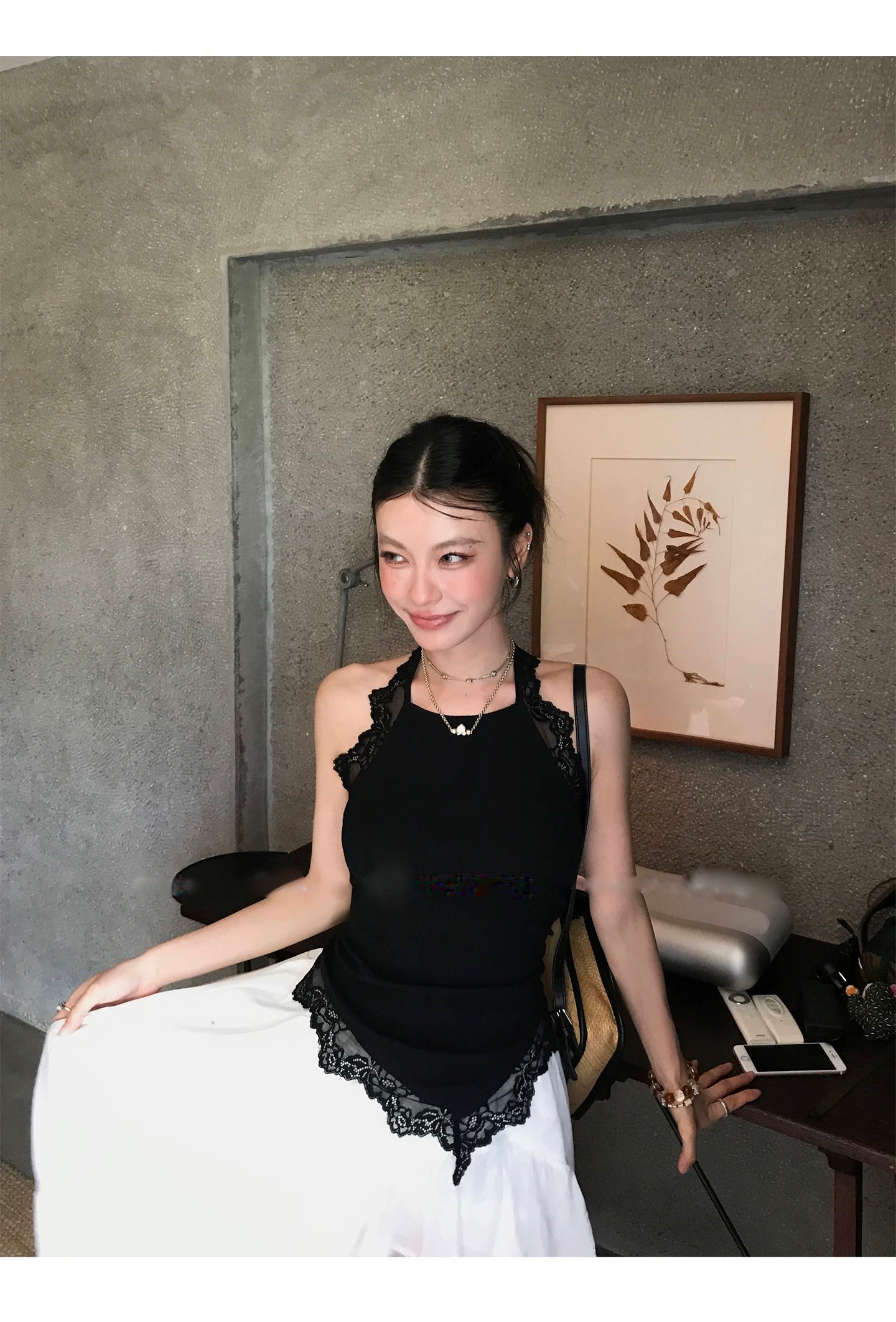 Lace Trim Holter Neck レーストリム ホルターネック