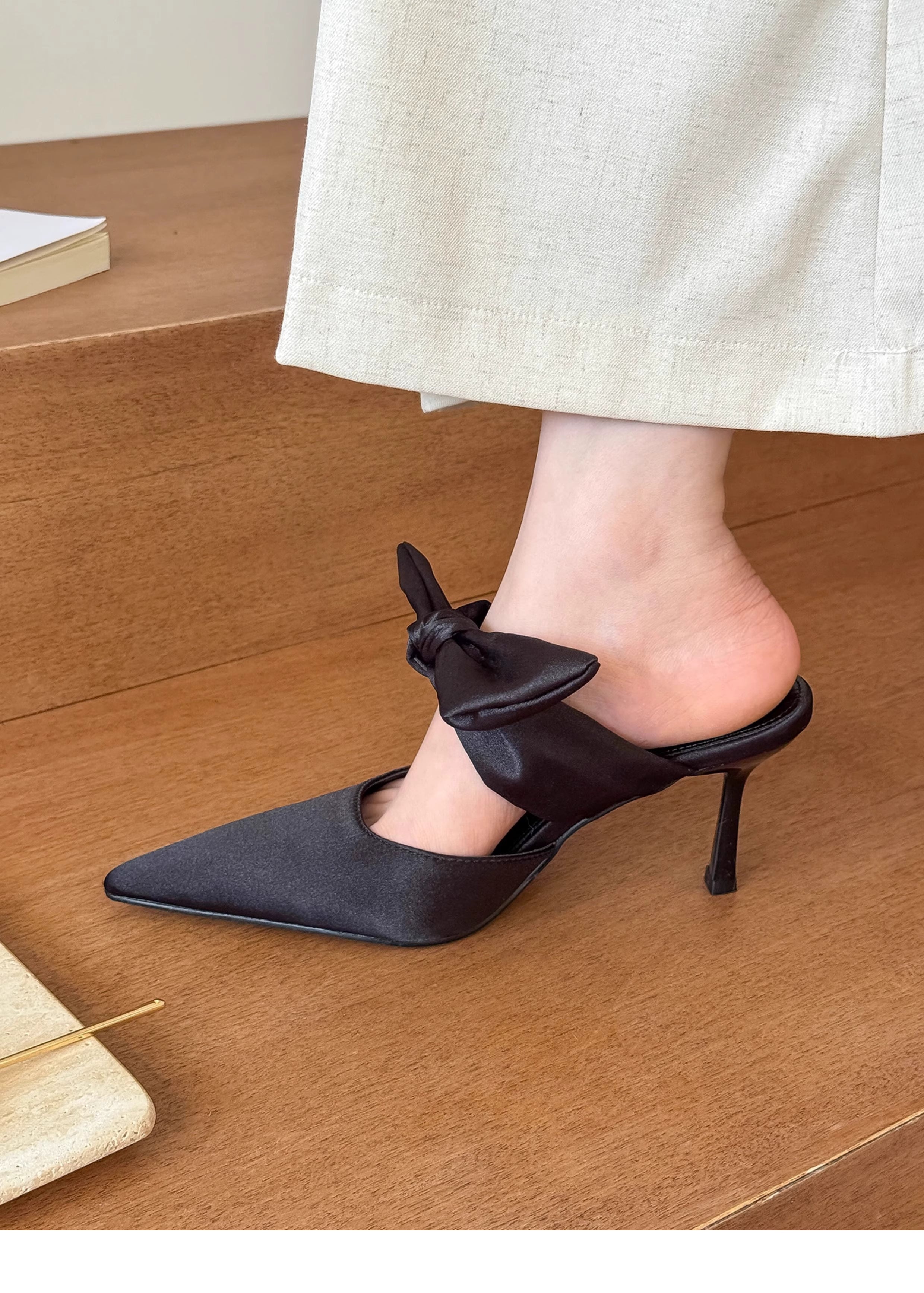 Ribbon Satin Mule リボン サテン ミュール