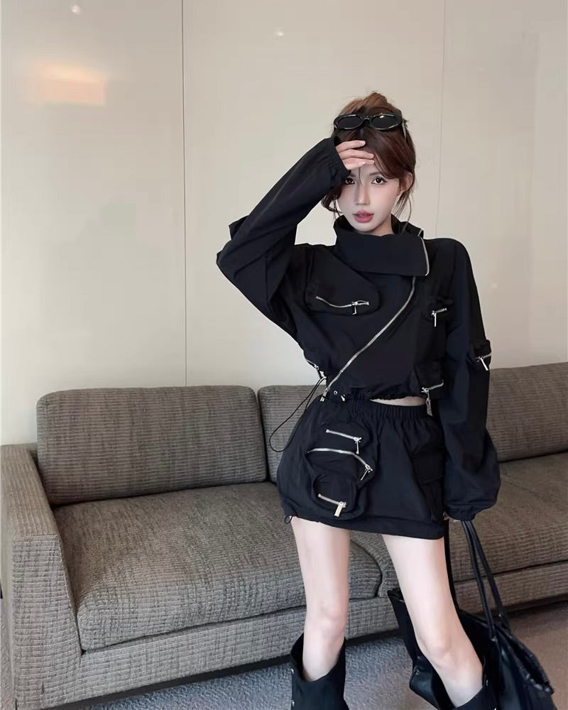 Pocket Zipper Jacket & Mini Skirt ポケット シッパー ジャケット& スカート
