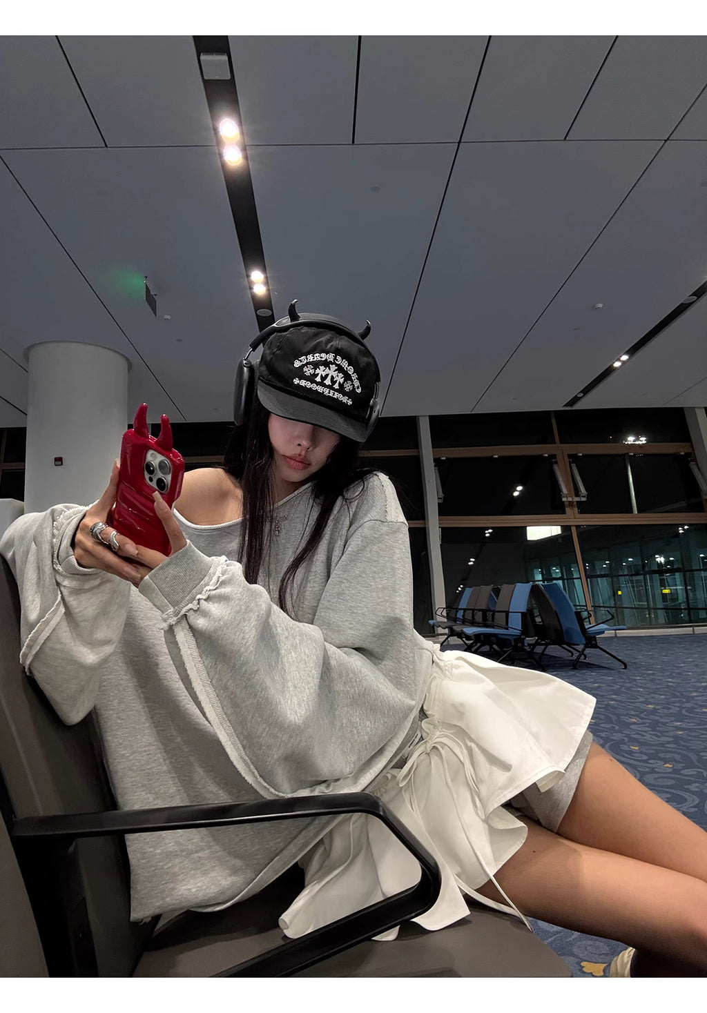 Off shoulders Tops sweat skirt オフショルダートップス レイヤードスカート　