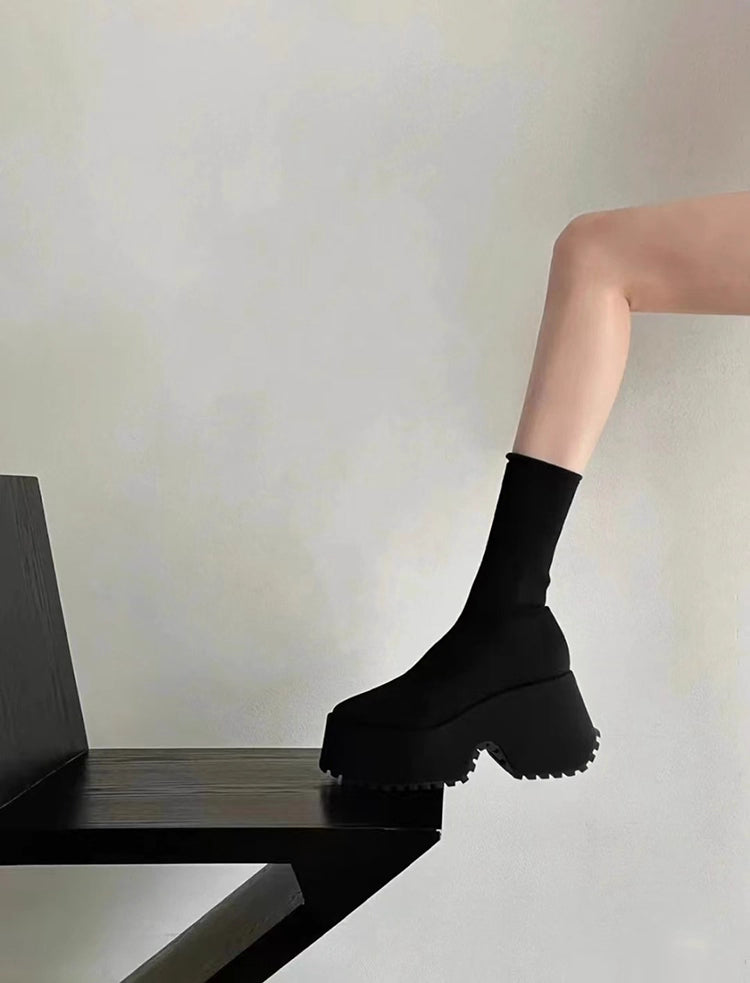 Plat form Square Toe Boots プラットフォーム スクエア トゥブーツ