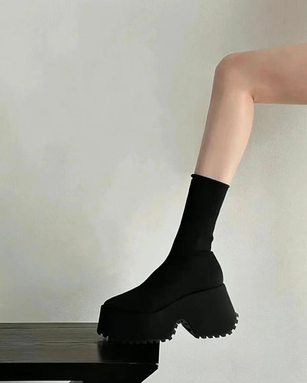 Plat form Square Toe Boots プラットフォーム スクエア トゥブーツ