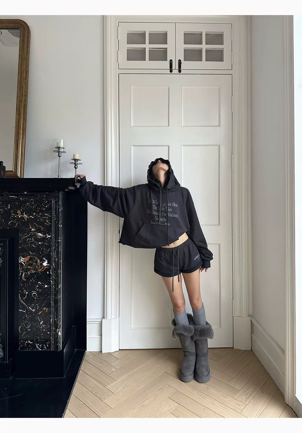 WARDEN EDGE  Drawstring Hooded sweat&wide-leg shorts  ウォーデンエッジドローストリングフード付きスウェット&ワイドレッグショートパンツ