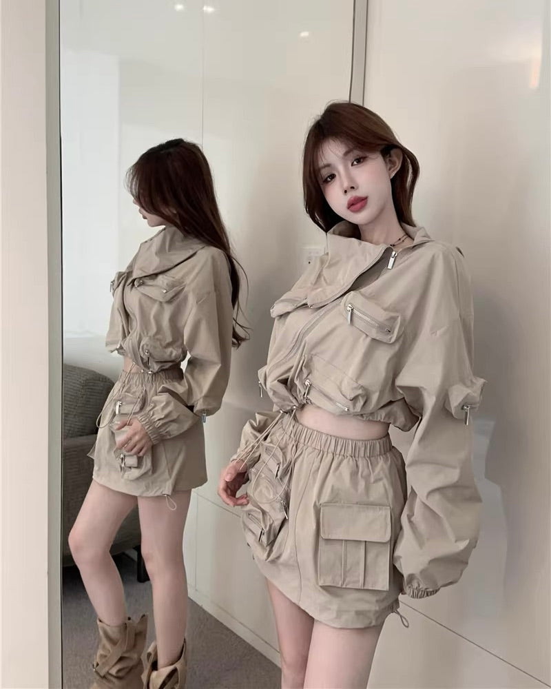 Pocket Zipper Jacket & Mini Skirt ポケット シッパー ジャケット& スカート